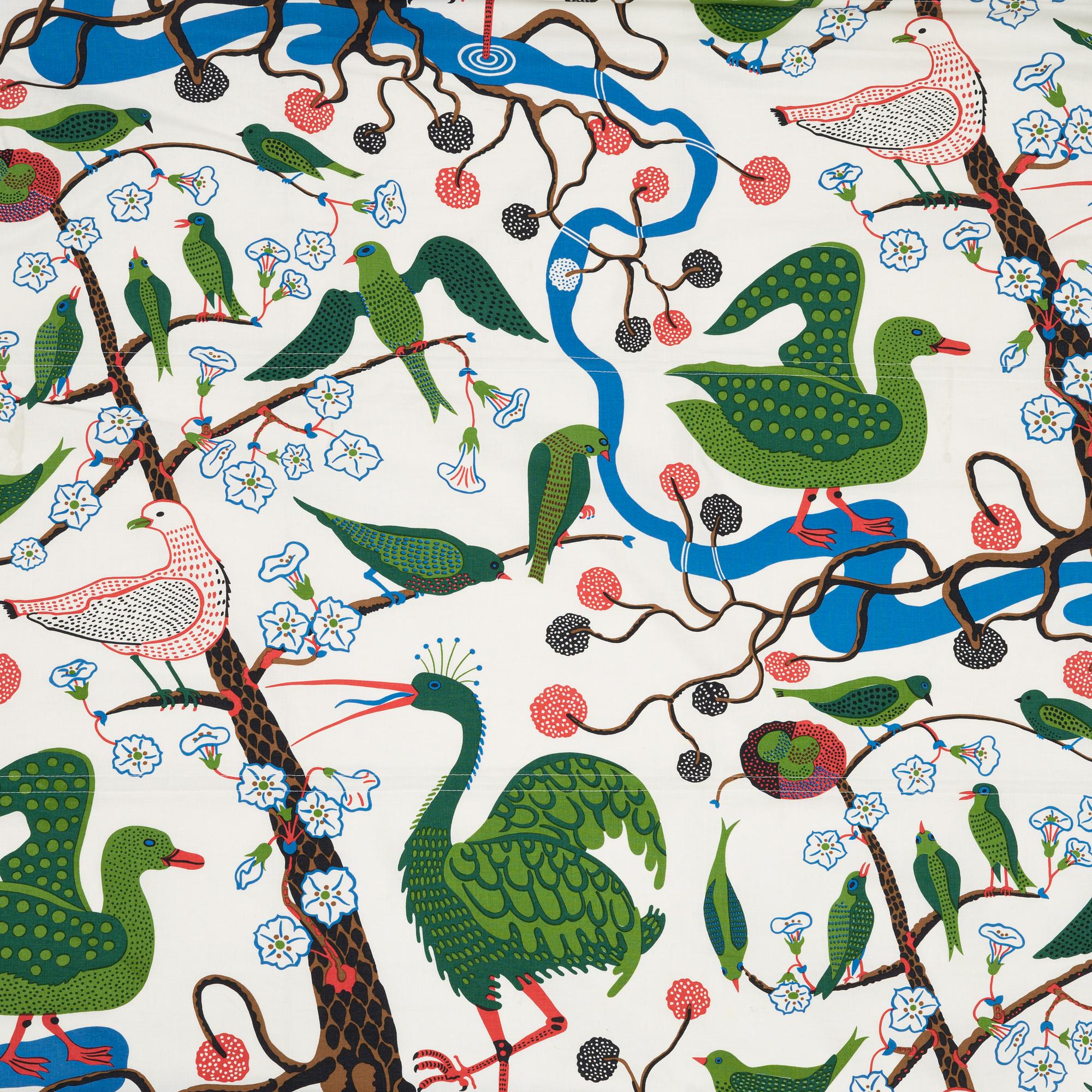 Josef Frank, four 'Gröna Fåglar' curtains, Firma Svenskt Tenn, Sweden.