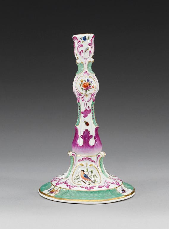 A candlestick, 19th Century, with Meissen like mark.