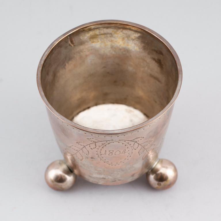 BÄGARE, silver, Henrich Wilcken Schorler, Naestved, Danmark, 1700-talets andra hälft.