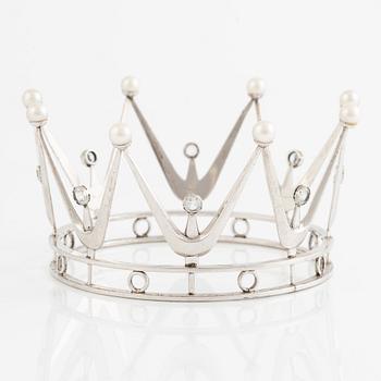 Brudkrona, Ceson, silver med pärlor och vita stenar, Göteborg 1966.