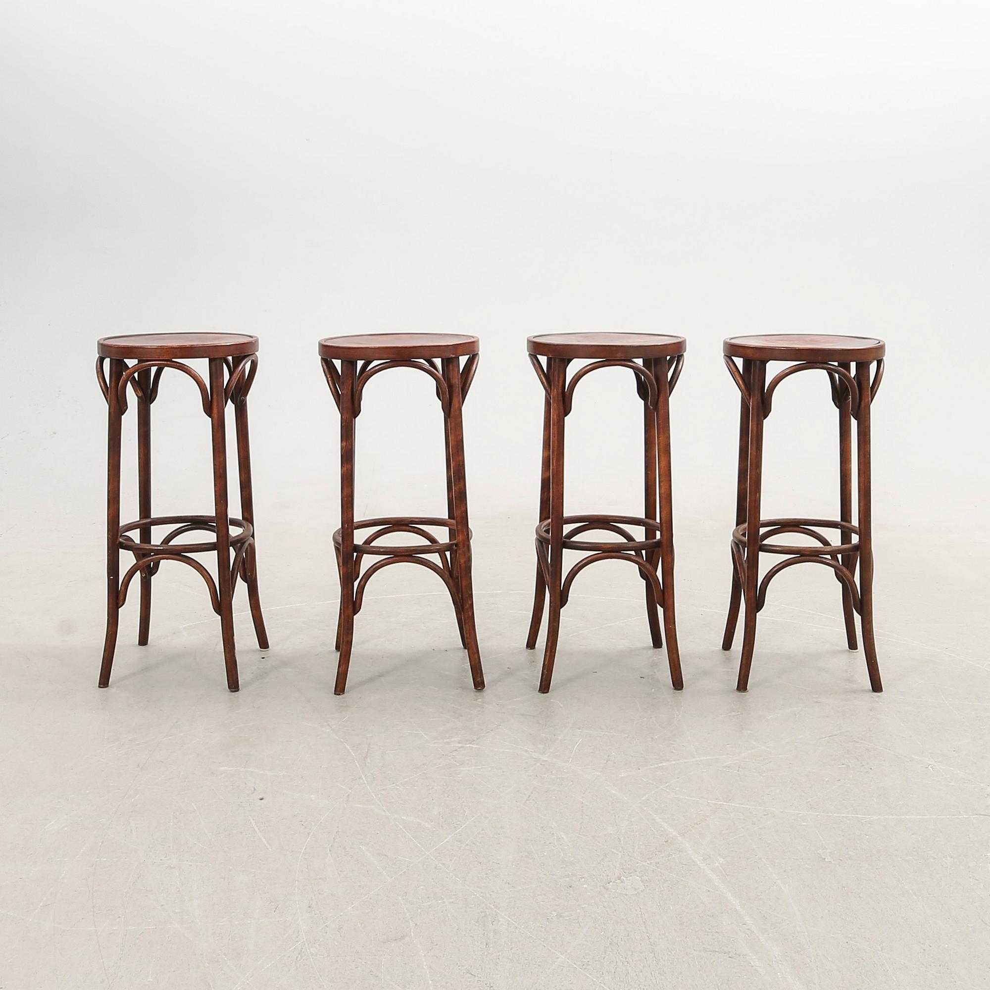 Bar stools, 4 pcs, 20th century.