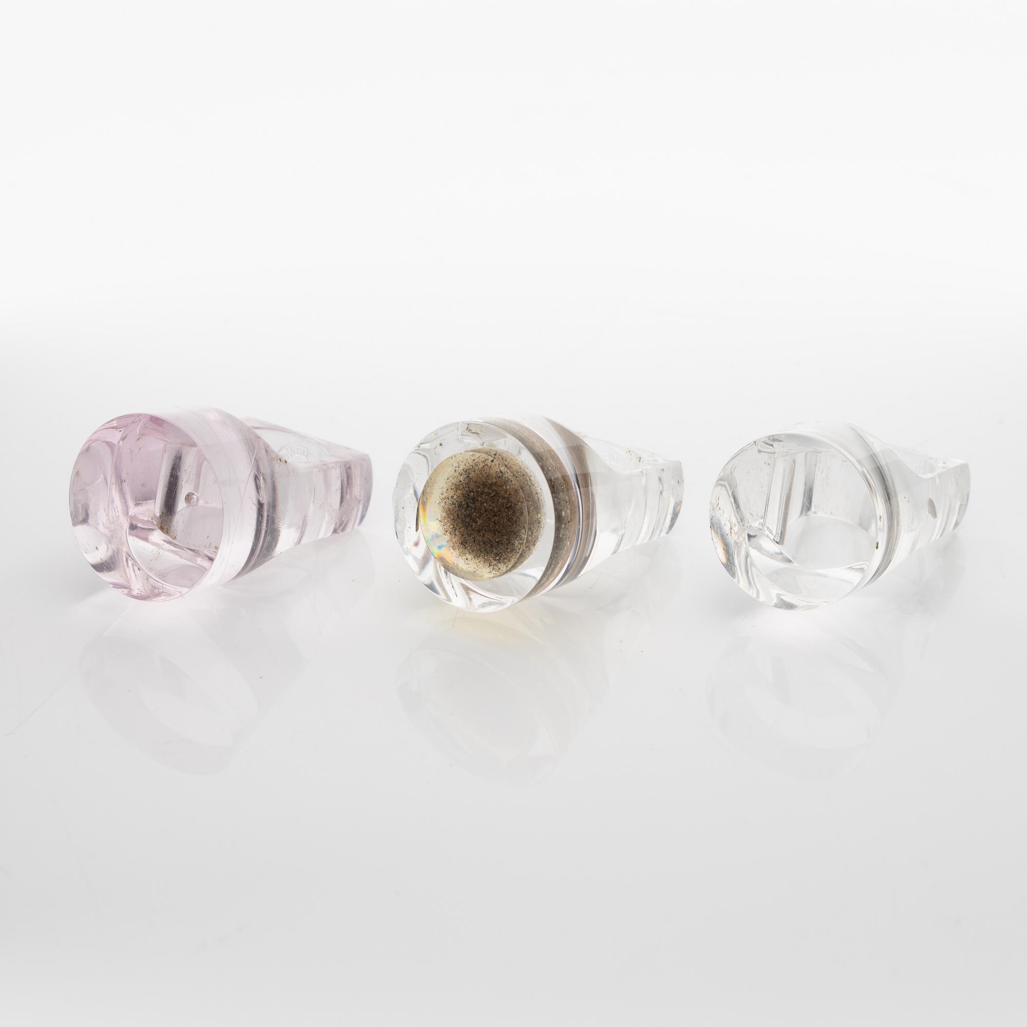 Siv Lagerström, three acrylic plastic rings, 1970s.