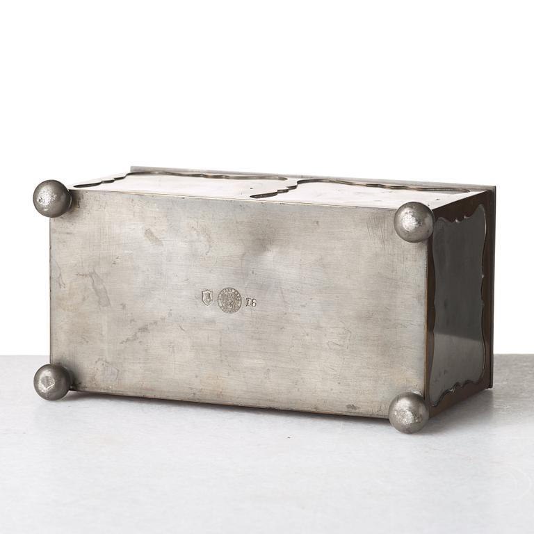 Firma Svenskt Tenn, a pewter and brass box, Stockholm 1930, model A 854.