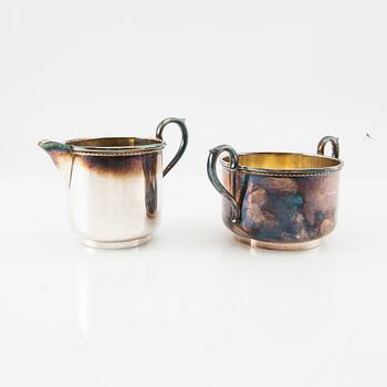 CG Hallberg sugar bowl and cream jug silver Stockholm 1953.