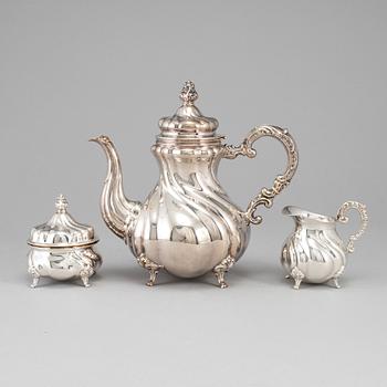 A German 20th century parcel-gilt silver coffee-set.