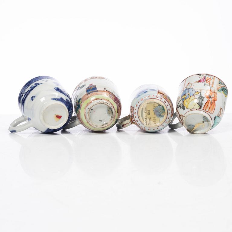 Thirteen porcelain cups, China, mostly 18th century.