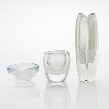 Kaj Franck, glasföremål, 3 st, signerade, Notsjö och Iittala, 1900-talets mitt.