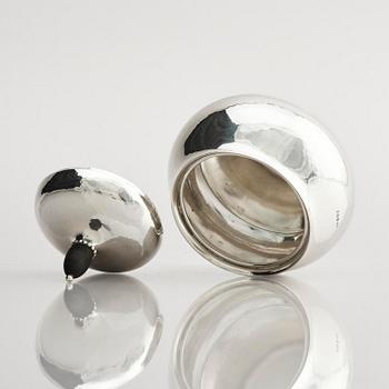 Georg Jensen, a sterling silver three-piece coffee set, Copenhagen, Denmark, after 1945, design no 80B and 80C.