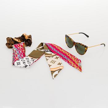 Louis Vuitton, 'La Boum' sunglasses and a Chouchou scrunchie.