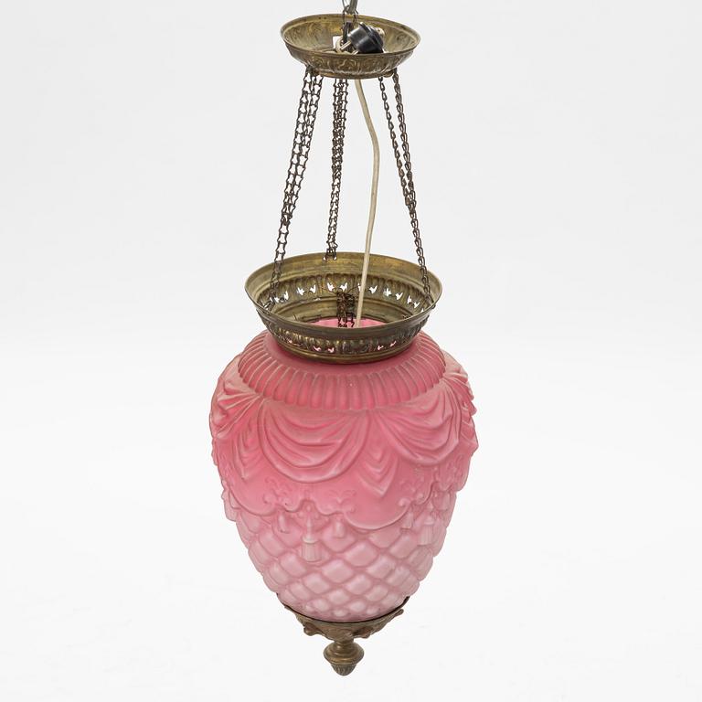 A glass ceiling lantern, turn of the Century 1900.