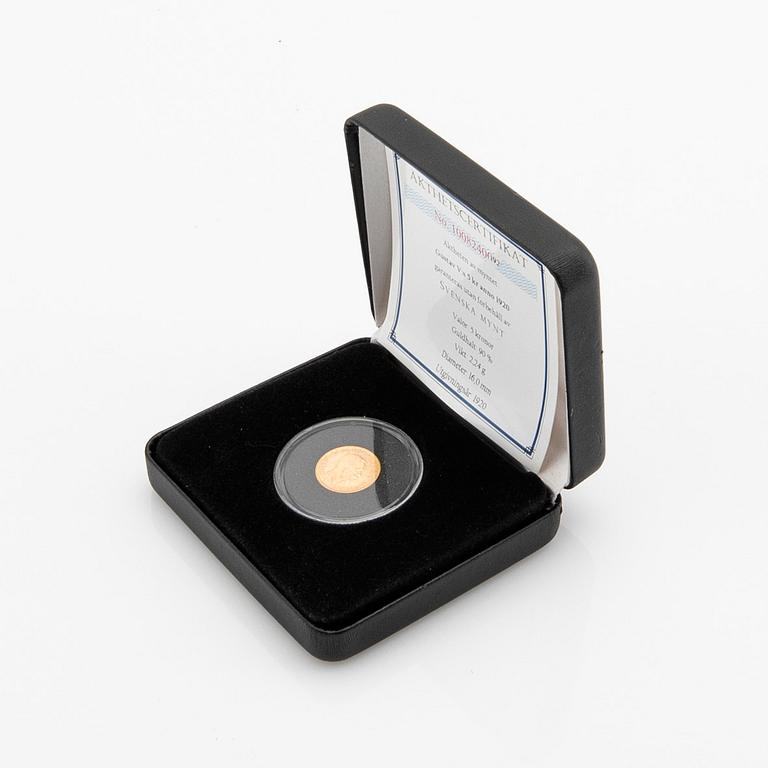 Gold coin Sweden, Gustav V 5 kr, 1920.