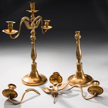A pair of three light bronze candelabras made by Leander Helander, Tilvik, Kalajoki, Finland.