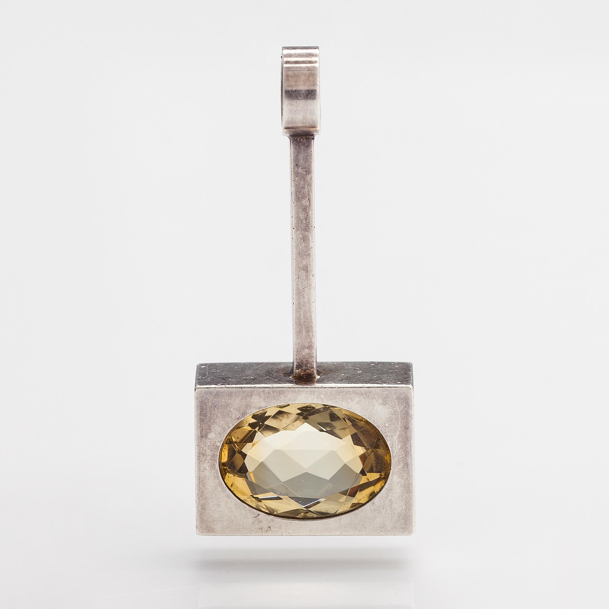 Elis Kauppi, A sterling silver and citrine pendant. Kupittaan kulta, Turku.