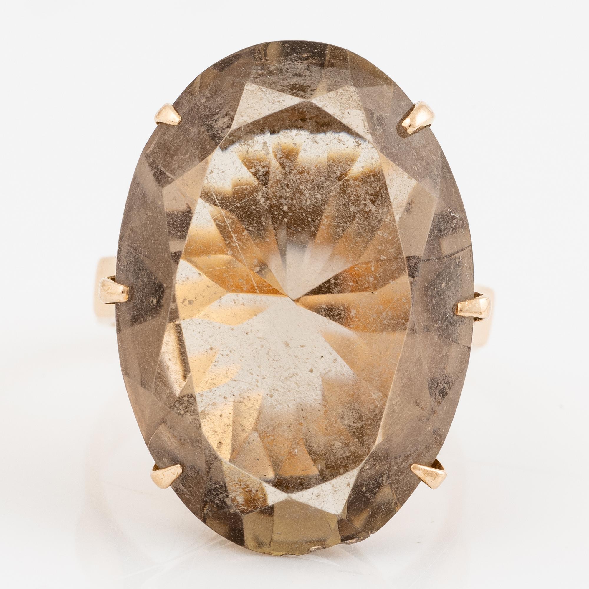 Ring 14K guld med rökkvarts.