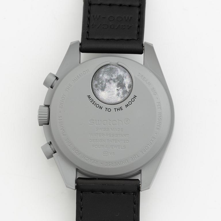 Swatch/Omega, MoonSwatch, "Mission to the Moon", chronograph, wristwatch, 42 mm.