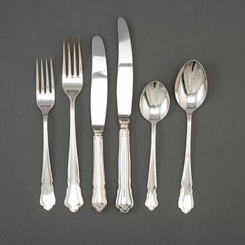 72 pcs of silver cutlery, different makers, late 20th century.