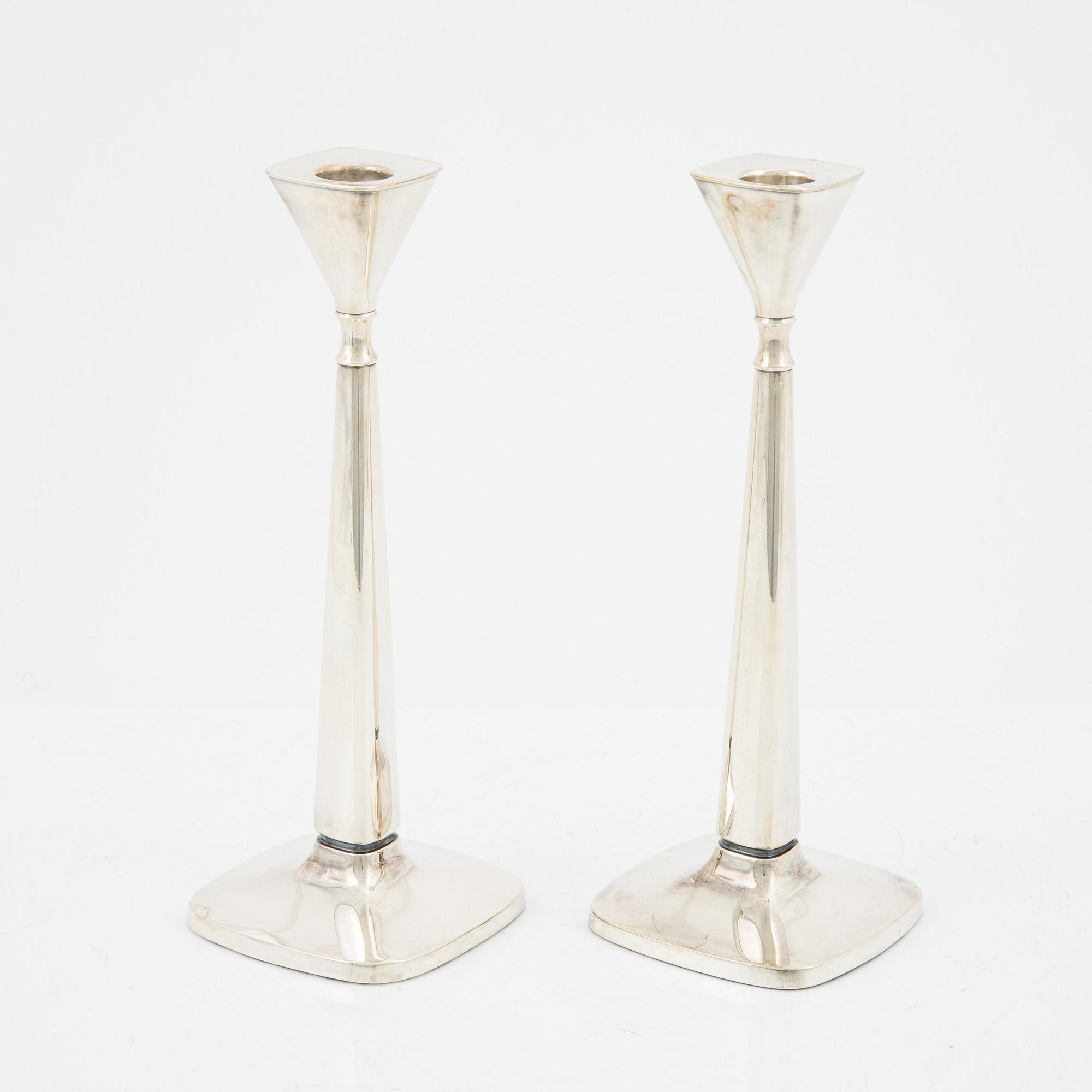 Tore Eldh, ljusstakar, ett par, silver, Cesons, Göteborg 1966.