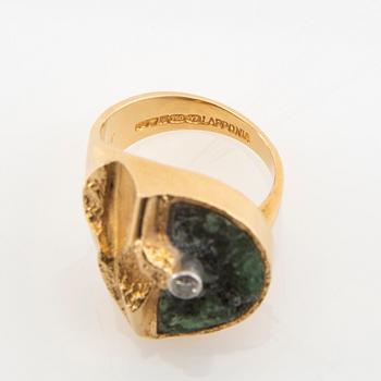 Björn Weckström, Ring "Quebec" 18K red and white gold set with a round brilliant-cut diamond and zoisite, Lapponia 1976.