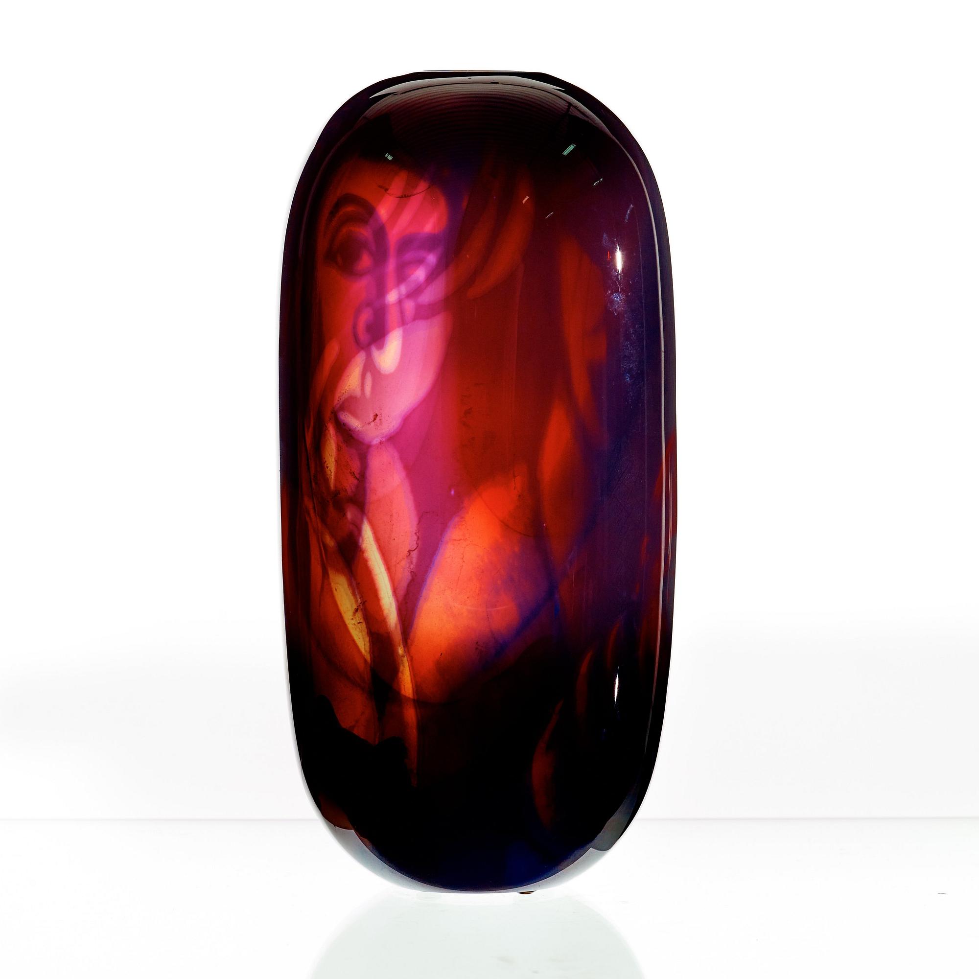 Eva Englund, a 'graal' glass vase, Orrefors, Sweden 1989.