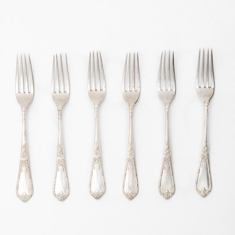 Bordsgafflar, 6 st, silver, Moskva, Ryssland 1908-26.