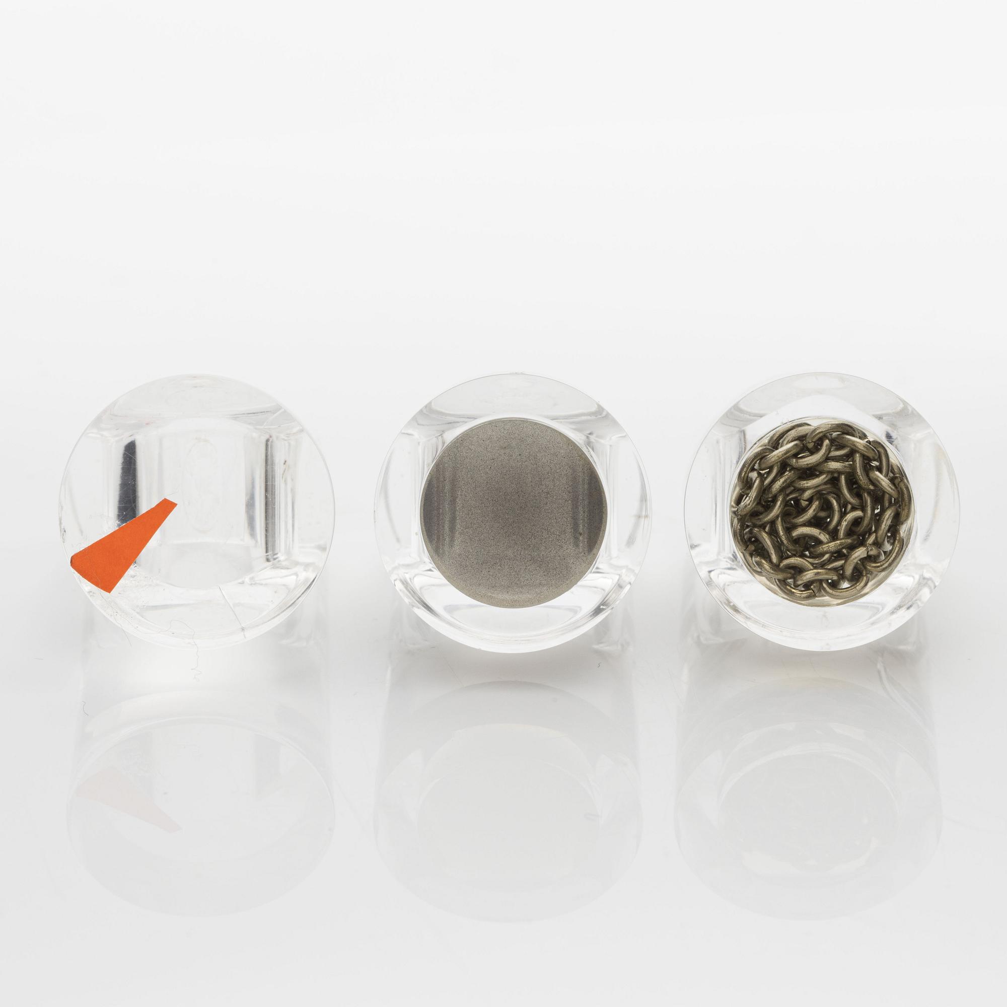 Siv Lagerström, three rings, acrylic plastic. 1970s.