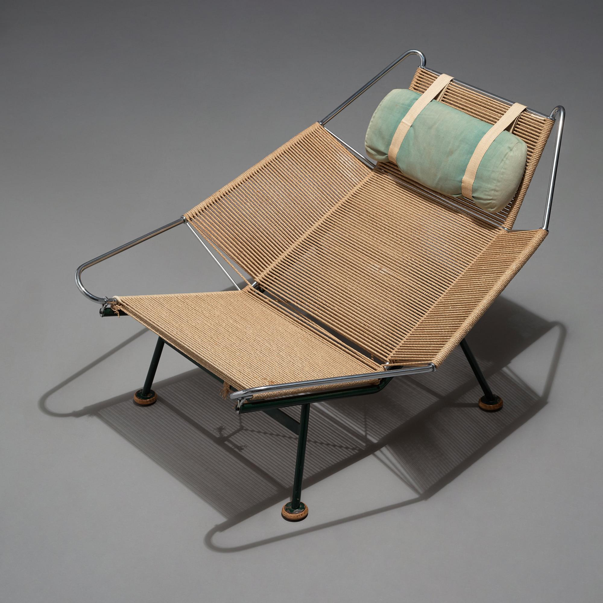 Hans J. Wegner, a 'Flag Halyard' easy chair, Getama, Denmark.
