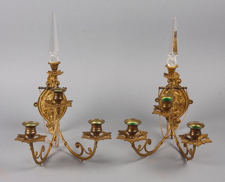 VÄGGAPPLIQUER, ett par, oscarianska, 1800-talets andra hälft.