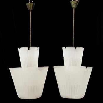 A pair of Swedish Modern ceiling lamps from Böhlmakrs Lampvarufabrik, Stockholm approx 1938.