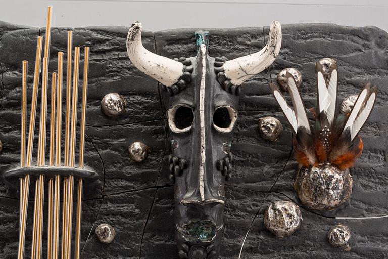 A RAKU WALL SCULPTURE BY ROLF FAGERBERG.