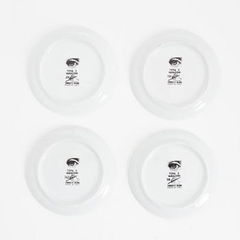 Fornasetti, four porcelain 'Tema e Variazioni' coasters, Italy.