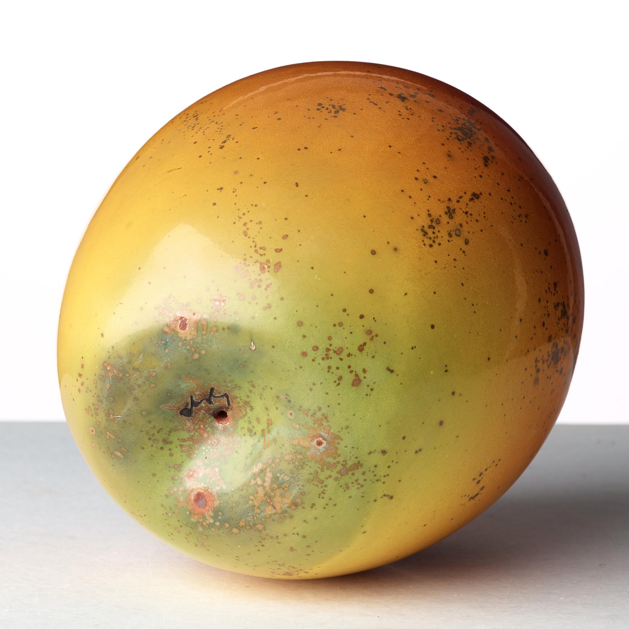 Hans Hedberg, a faience sculpture of an apple, Biot, France.