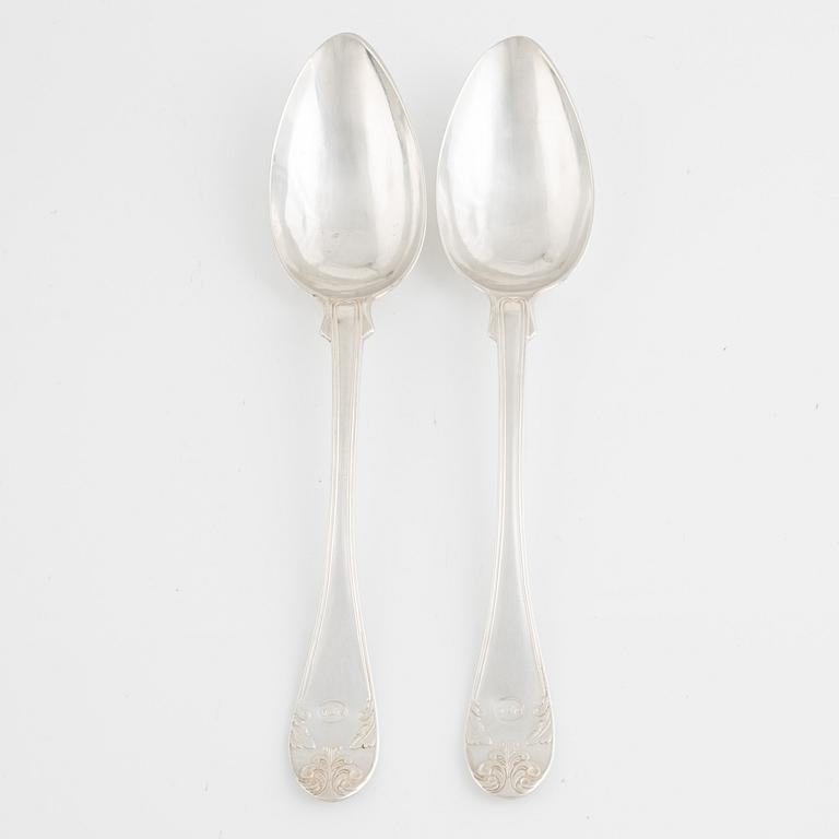 Spoons, 12 pcs, silver, Gustaf Theodor Folcker (1835-1877), Stockholm 1845-1846.