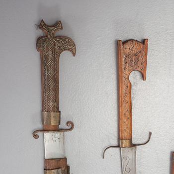 Three dagger and three knives, late 19th century.