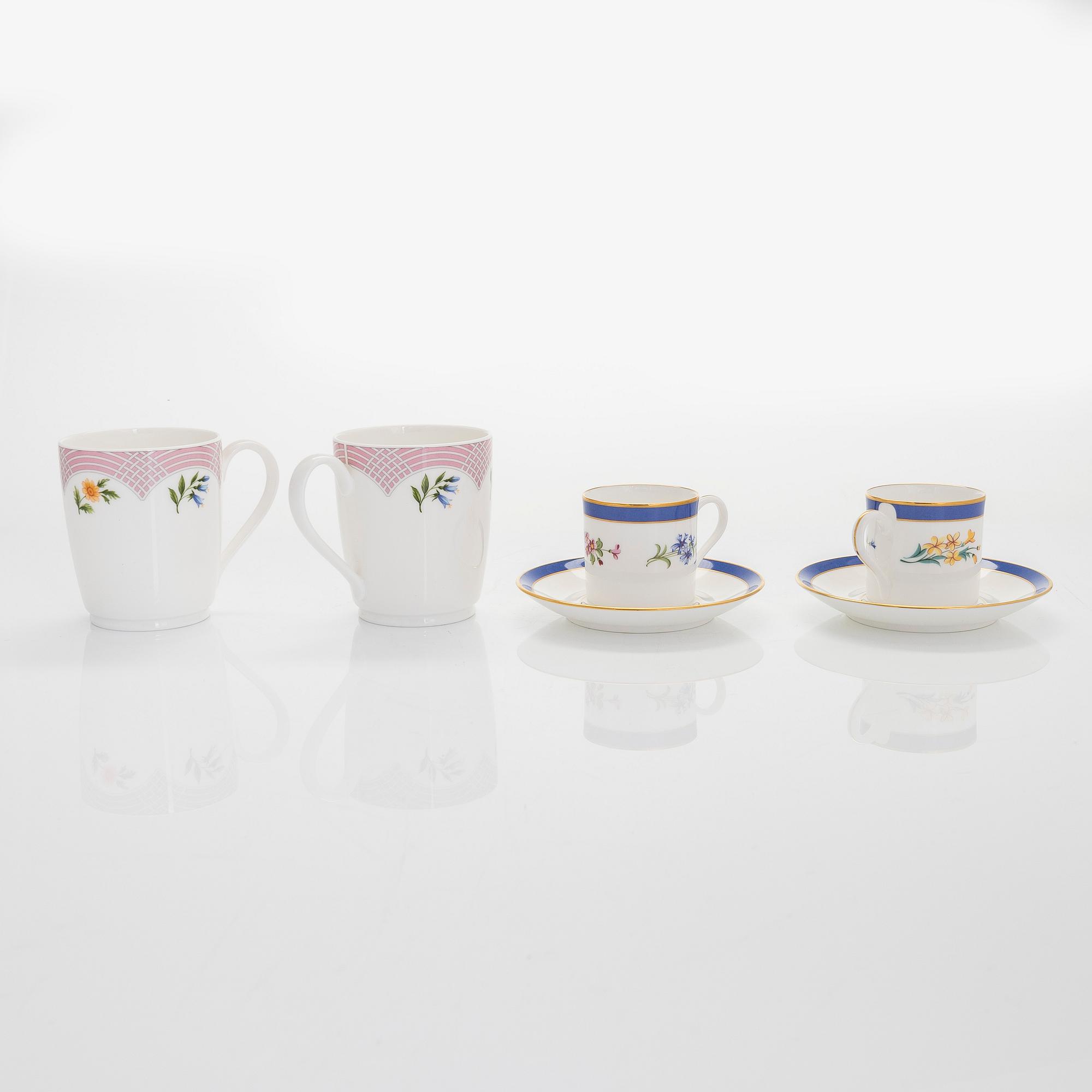 Tiffany & Co, kaffekoppar, 2 st, "Tiffany Bouquet", samt espressokoppar, 2 st, "Tiffany Floral", porslin.