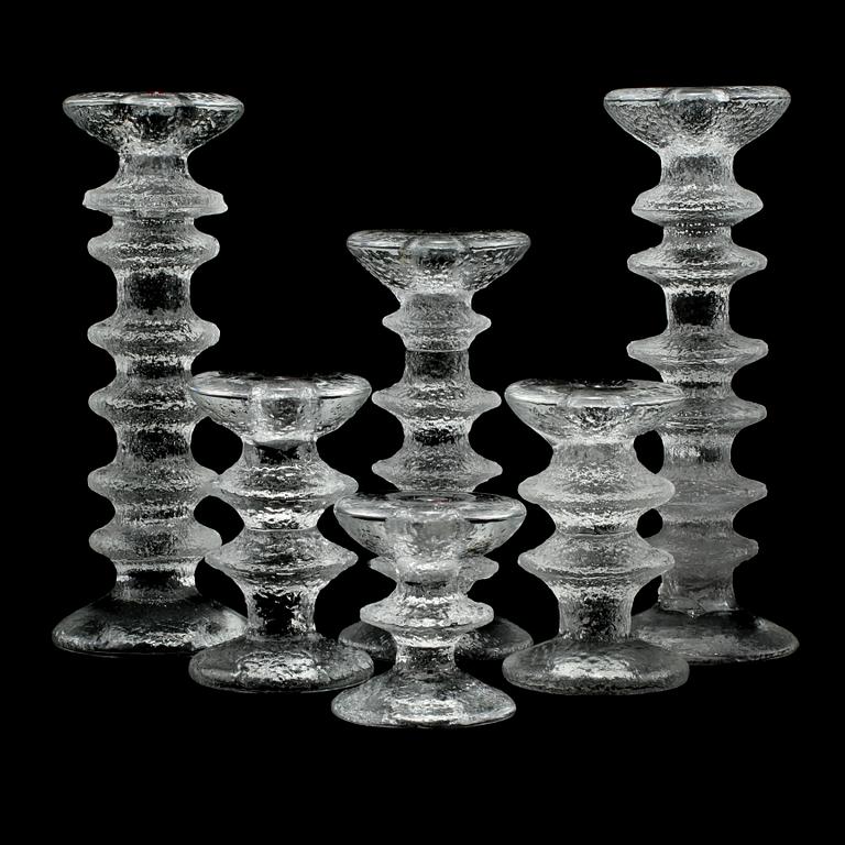 LJUSSTAKAR, 6 st, glas, "Festivo", Timo Sarpaneva, Ittala. Formgivna 1966.