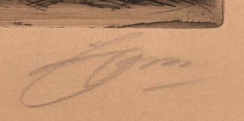 Anders Zorn, a signed etching form 1912.