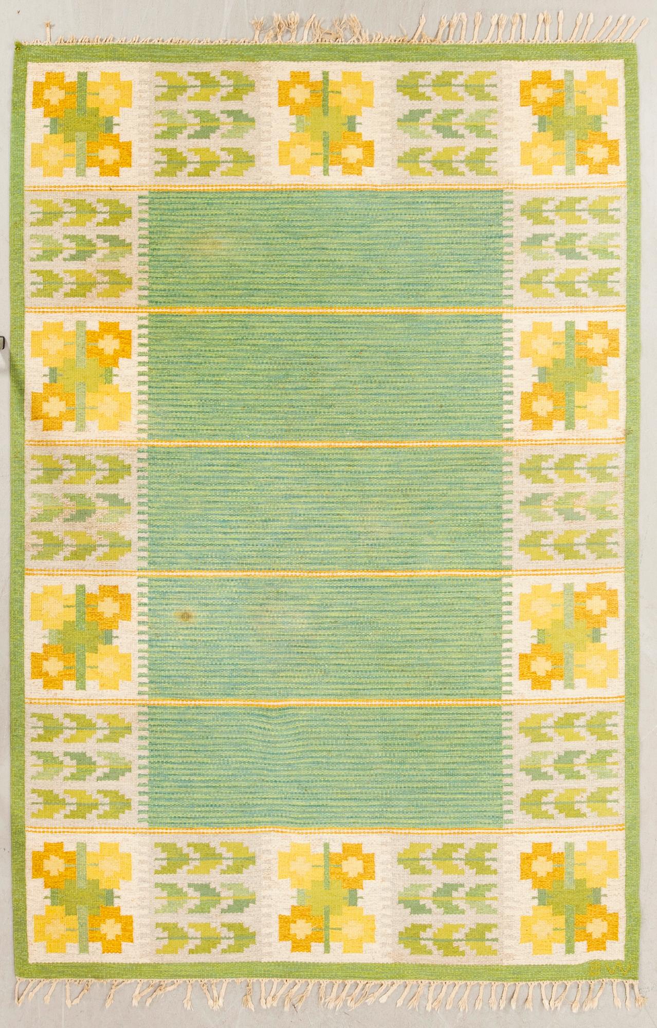Berit Woelfer, matta rölakan "Flora", signerad BW ca 285x197 cm.