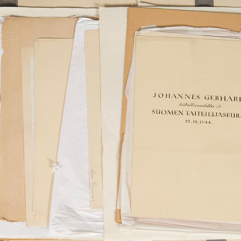 Konstnärsmapp med arbeten av olika finska konstnärer, 1944.