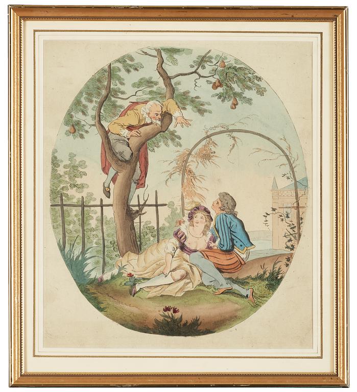KOLORERADE GRAVYRER, 2 st, 1800-tal.