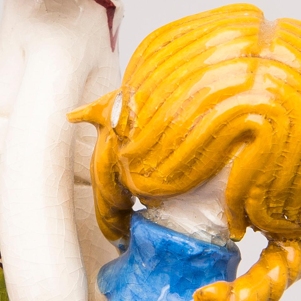 BIRDIE SAHLBERG, and ORVOKKI "OKKI" LAINE attributed to, ceramic figurines, 1+3 pcs, mid-20th century.