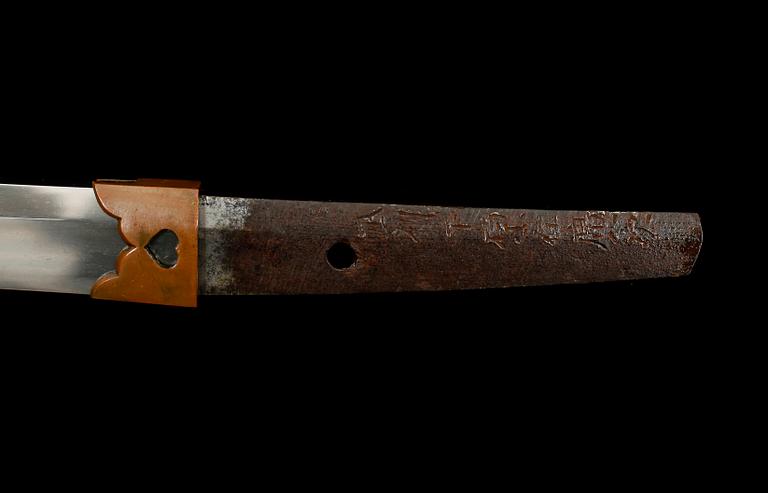 JAPANSKT SVÄRD, stål, sign bushū shimohara ju Hirotsugu, period Muromachi/ Momoyama (1392-1615).