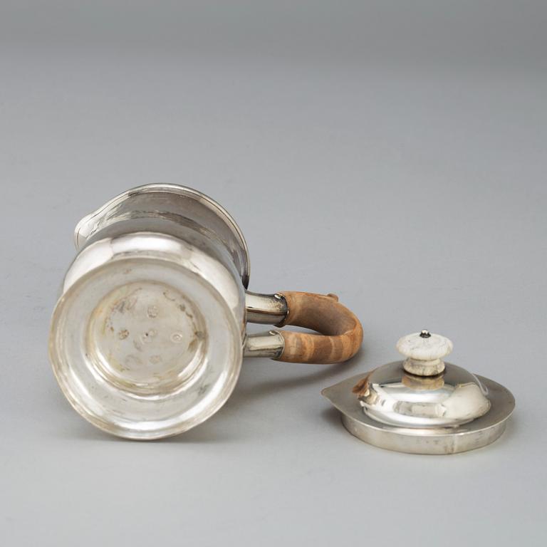 A silver jug by John Langlands, Newcastle, England, 1769.