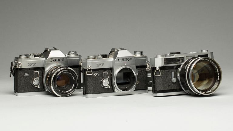KAMEROR, 3 st, Canon 7, Canon FT, Canon FT. Japan, 1900-talets andra hälft.
