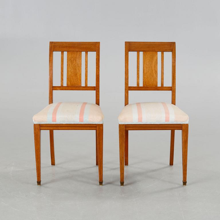 A sofa, six chairs and one table in Swedish Karl-Johan style, made in the first half of the 20th century.