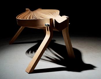 A Gunnar Aagaard Andersen ash and iron stool, PP Möbler, Denmark.