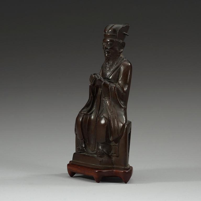 DAOISTISK GUDOM, brons. Qing dynastin, 17/1800-tal.