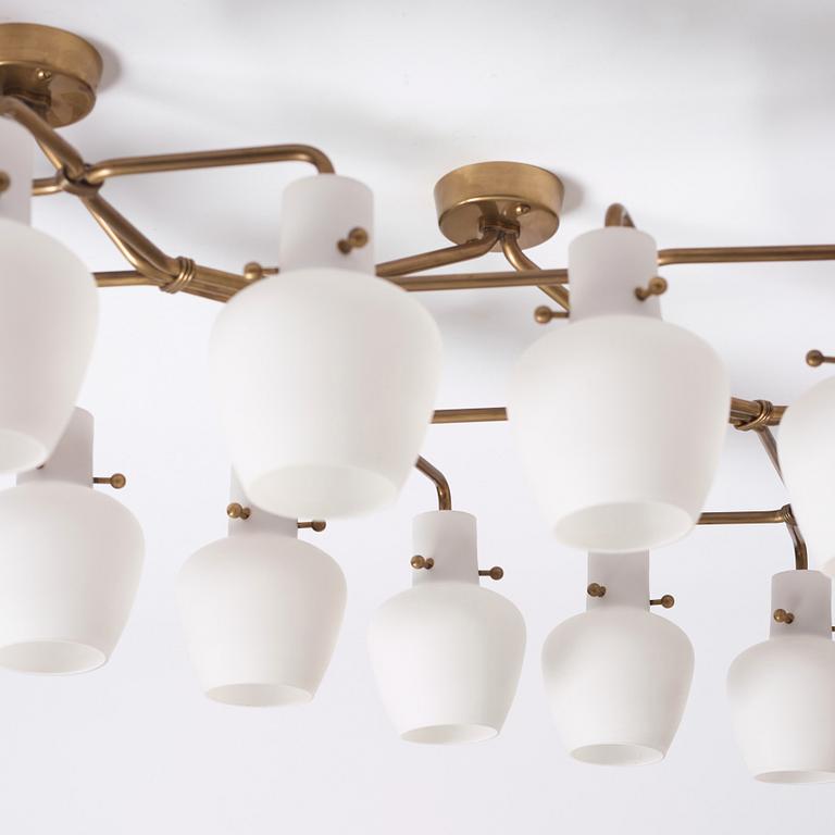 Hans Bergström, a rare and monumental ceiling lamp, ateljé Lyktan, Sweden, 1940-50s.