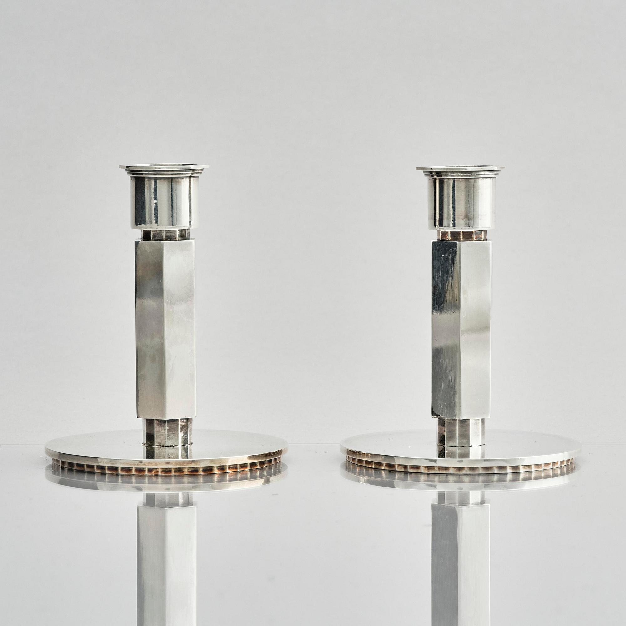 Wiwen Nilsson, ljusstakar, ett par, sterling silver, Lund 1946.