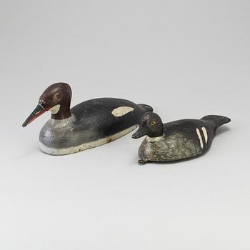 Two painted wood duck decoys early 20th century.