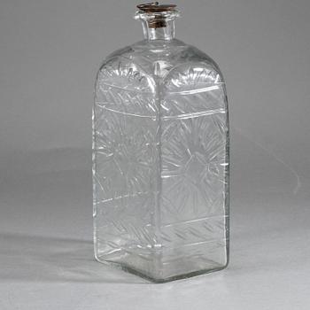 BRÄNNVINSFLASKA, glas, 1800-talets först del.